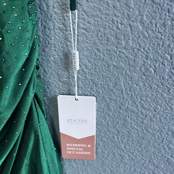 Stacees// New w/ Tag! Wedding prom winterball Dress Size 4 dark green sparkle - Picture 8 of 12